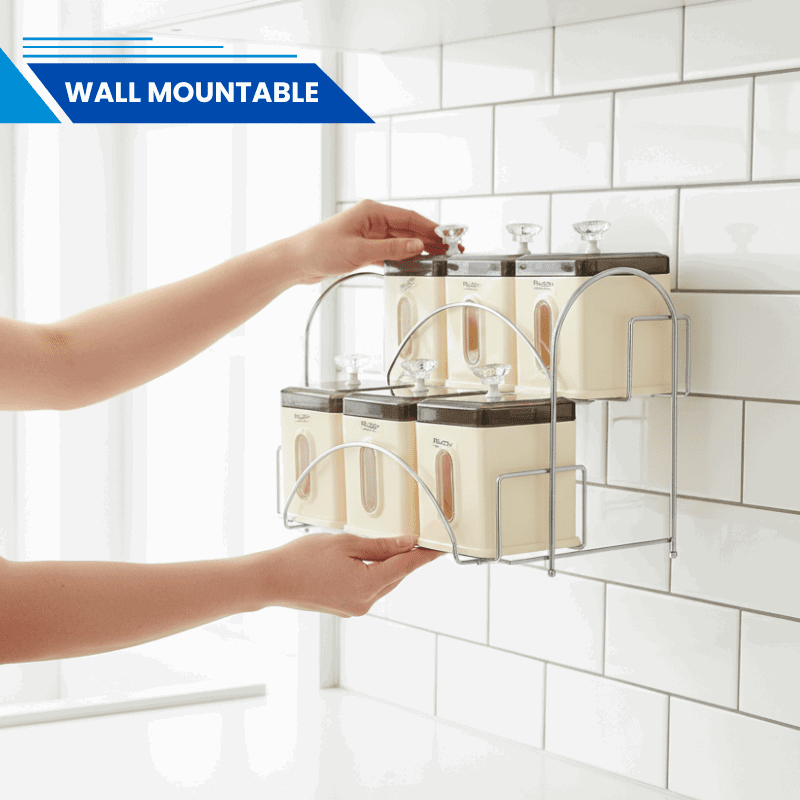 Falcon 6-Piece Spice Jar Set – Premium Spice Rack with Metal Stand