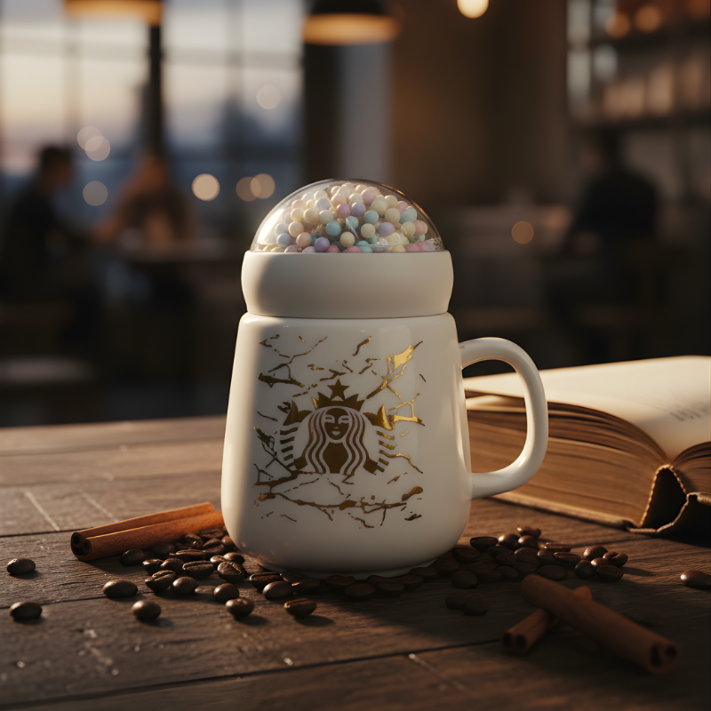 Cloud Sip Coffee Mug – Creative Ceramic with Floating Balls Lid