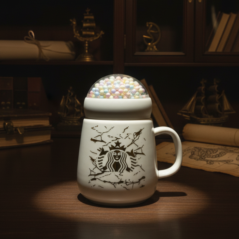 Cloud Sip Coffee Mug – Creative Ceramic with Floating Balls Lid