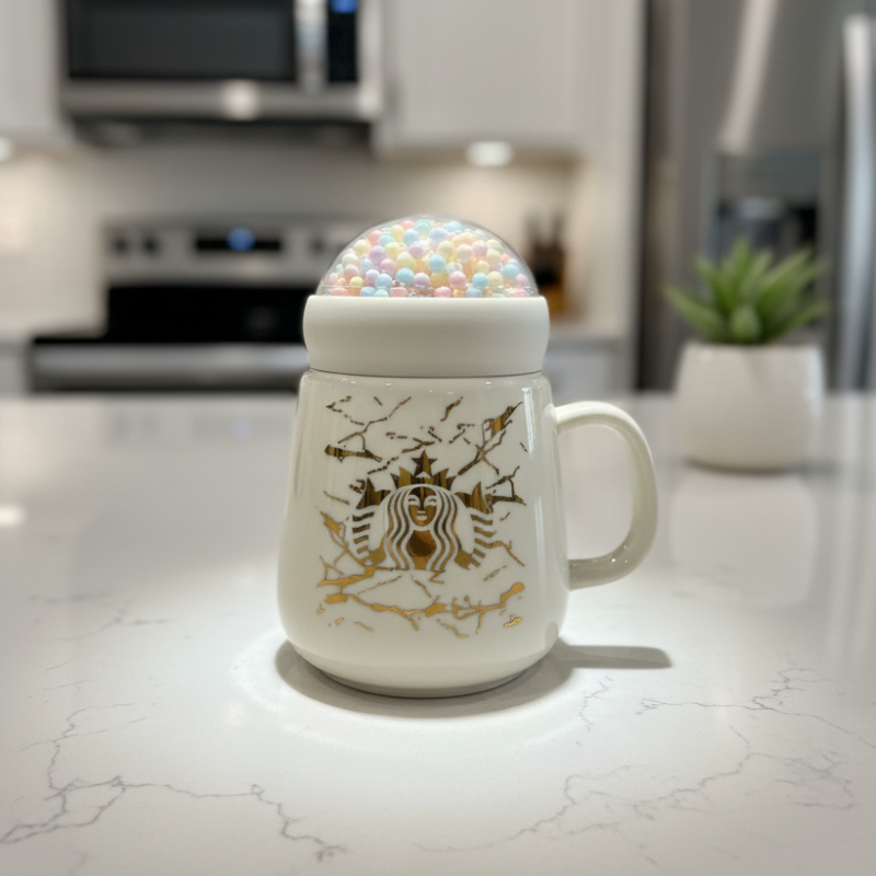 Cloud Sip Coffee Mug – Creative Ceramic with Floating Balls Lid