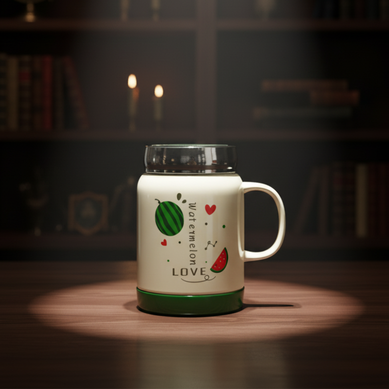 Watermelon Coffee Mug – Fresh & Fun Ceramic with Green Lid