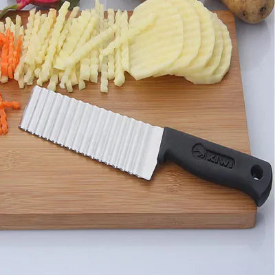 Crinkle Fries Cutter Knife with Handle Potato Slicer – Stainless Steel Crinkle Knife – Multifunctional Knife Wavy Edged Potato cutter – Wavy Chopper – Wavy Potato Slicer – Vegetable & Fruit Wavy knife
