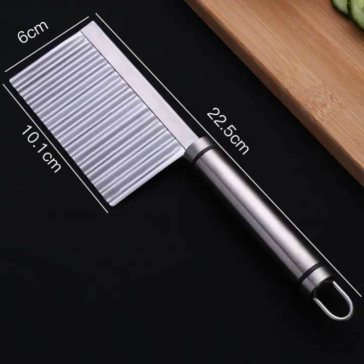 Crinkle Fries Cutter Knife with Handle Potato Slicer – Stainless Steel Crinkle Knife – Multifunctional Knife Wavy Edged Potato cutter – Wavy Chopper – Wavy Potato Slicer – Vegetable & Fruit Wavy knife