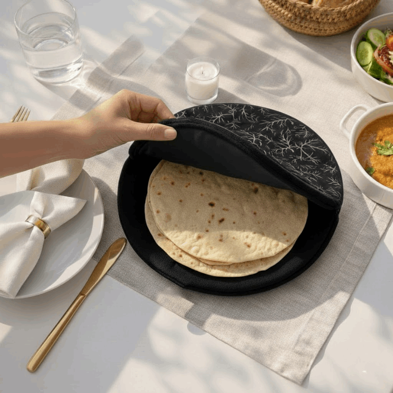 Silver Pouch Roti Printed Roti Pouch with Quilt and Zip – Chefnest