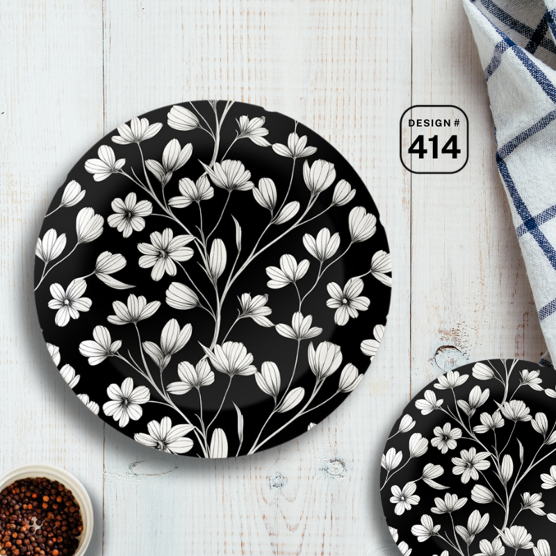 Apollo Trix 72-Piece Melamine Dinner Set – 8 Person Serving – Double Glaze Shine – 14 Unique Designs