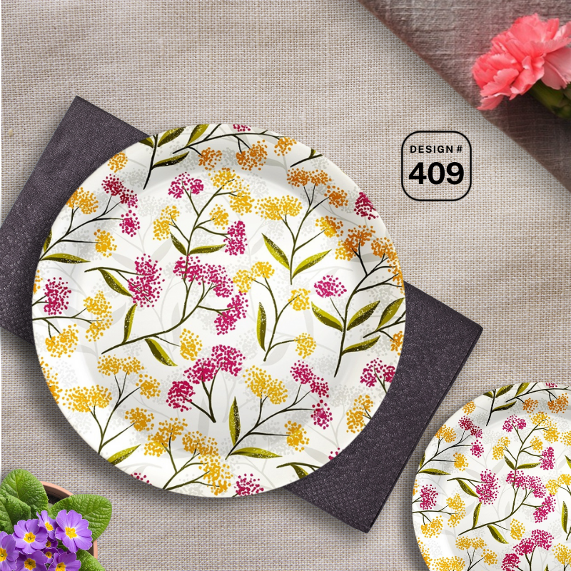 Apollo Trix 72-Piece Melamine Dinner Set – 8 Person Serving – Double Glaze Shine – 14 Unique Designs