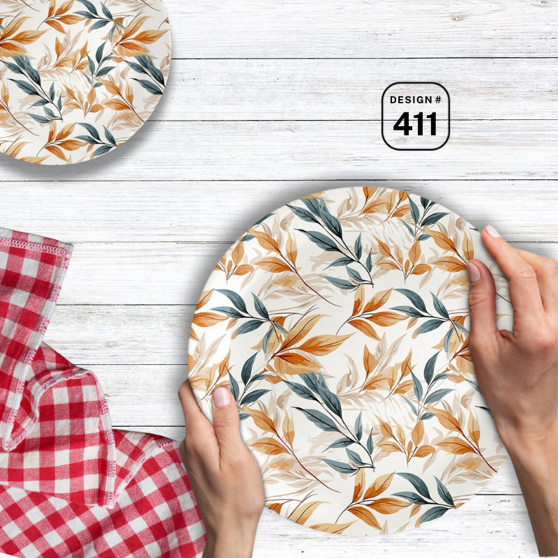 Apollo Trix 72-Piece Melamine Dinner Set – 8 Person Serving – Double Glaze Shine – 14 Unique Designs