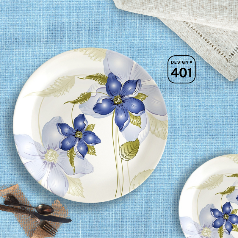 Apollo Trix 72-Piece Melamine Dinner Set – 8 Person Serving – Double Glaze Shine – 14 Unique Designs