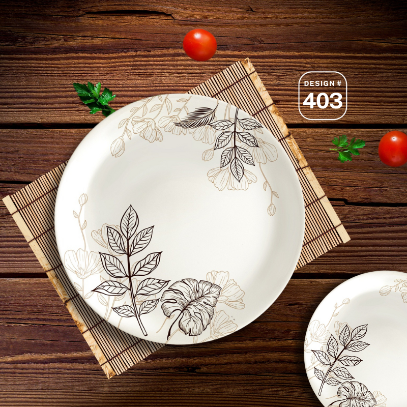 Apollo Trix 72-Piece Melamine Dinner Set – 8 Person Serving – Double Glaze Shine – 14 Unique Designs