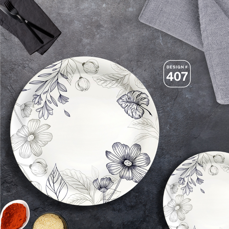 Apollo Trix 72-Piece Melamine Dinner Set – 8 Person Serving – Double Glaze Shine – 14 Unique Designs