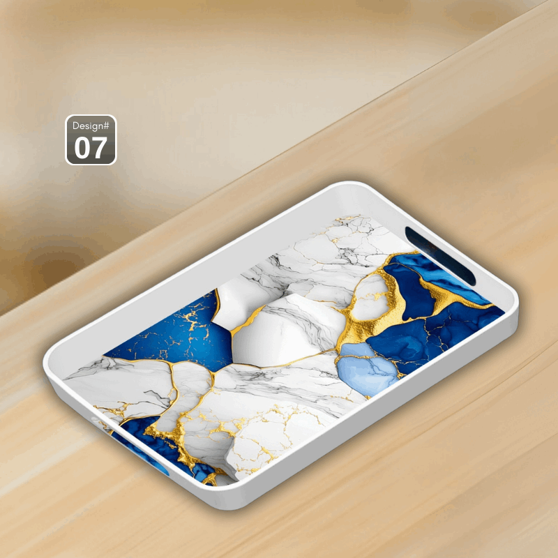 Dine Art 4-Piece Melamine Serving Tray Set – Elegant Design, Multi-Purpose with Handles