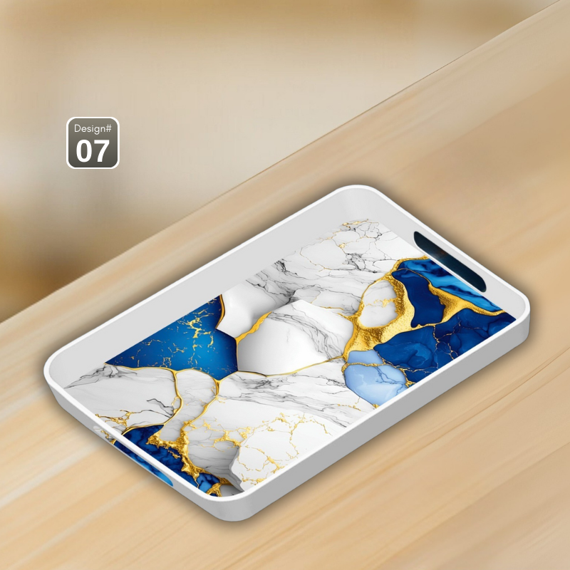 Dine Art 4-Piece Melamine Serving Tray Set – Elegant Design, Multi-Purpose with Handles