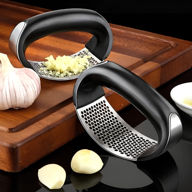 Stainless Steel Garlic Press – Easy Squeeze Mincer &amp; Crusher