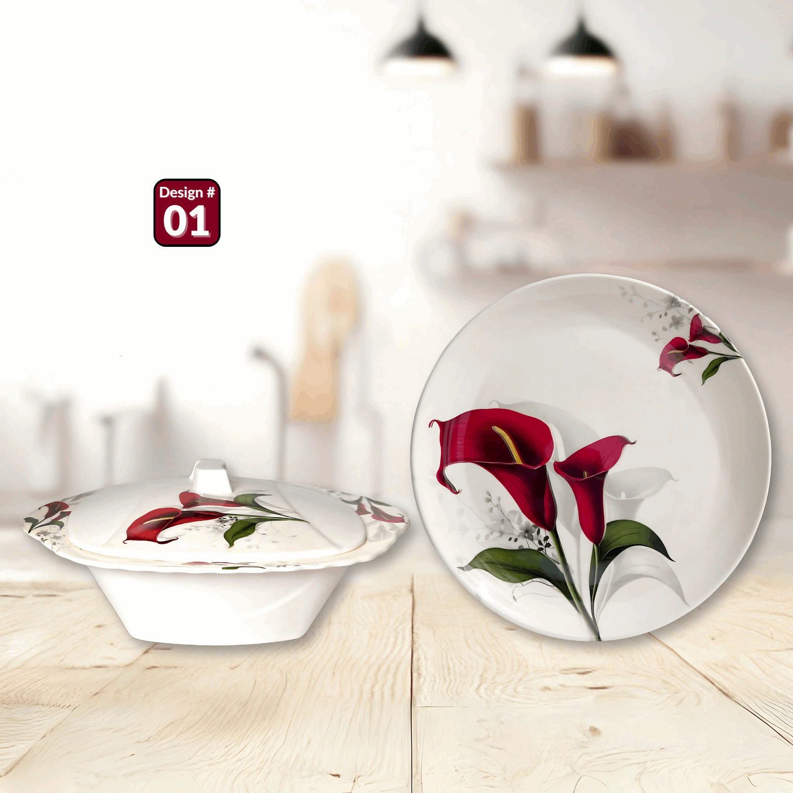 Gulfam 72-Piece Melamine Dinner Set – Single Glaze Shine, 6-Person Serving, Elegant Designs