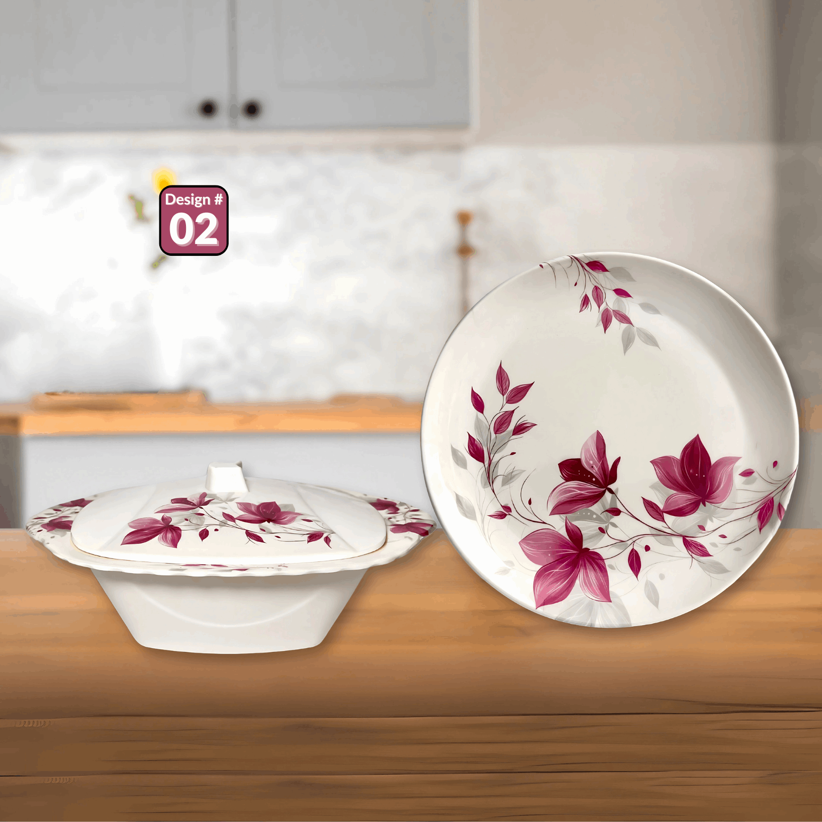 Gulfam 72-Piece Melamine Dinner Set – Single Glaze Shine, 6-Person Serving, Elegant Designs