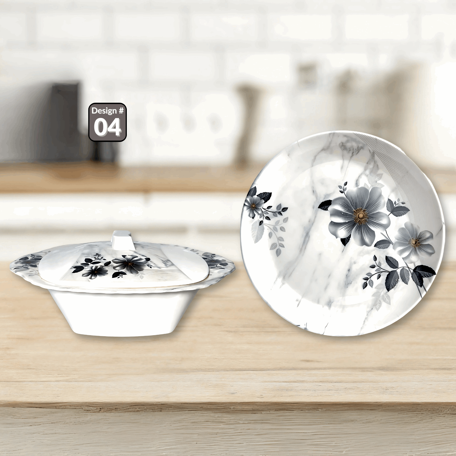 Gulfam 72-Piece Melamine Dinner Set – Single Glaze Shine, 6-Person Serving, Elegant Designs