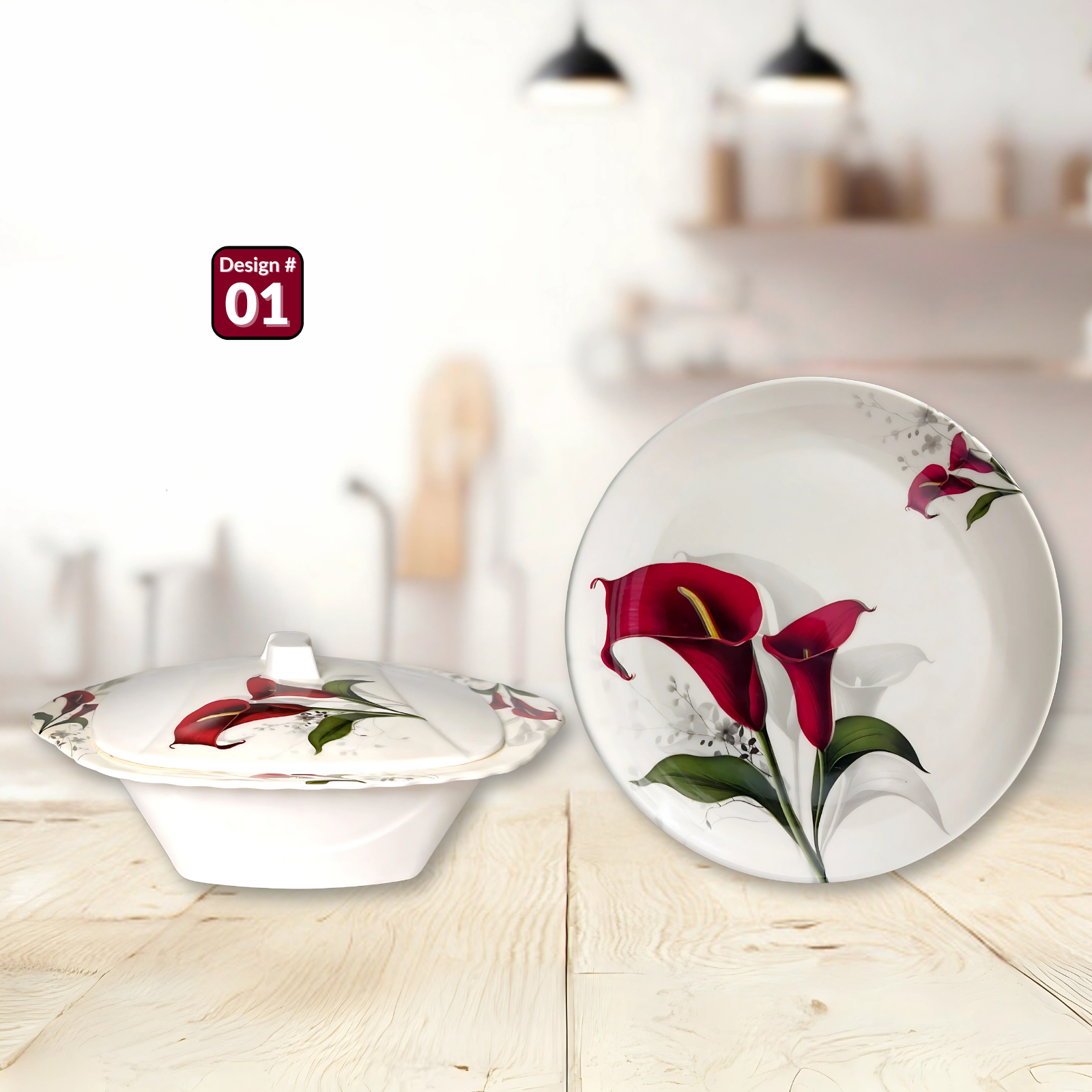 Gulfam 72-Piece Melamine Dinner Set – Single Glaze Shine, 6-Person Serving, Elegant Designs