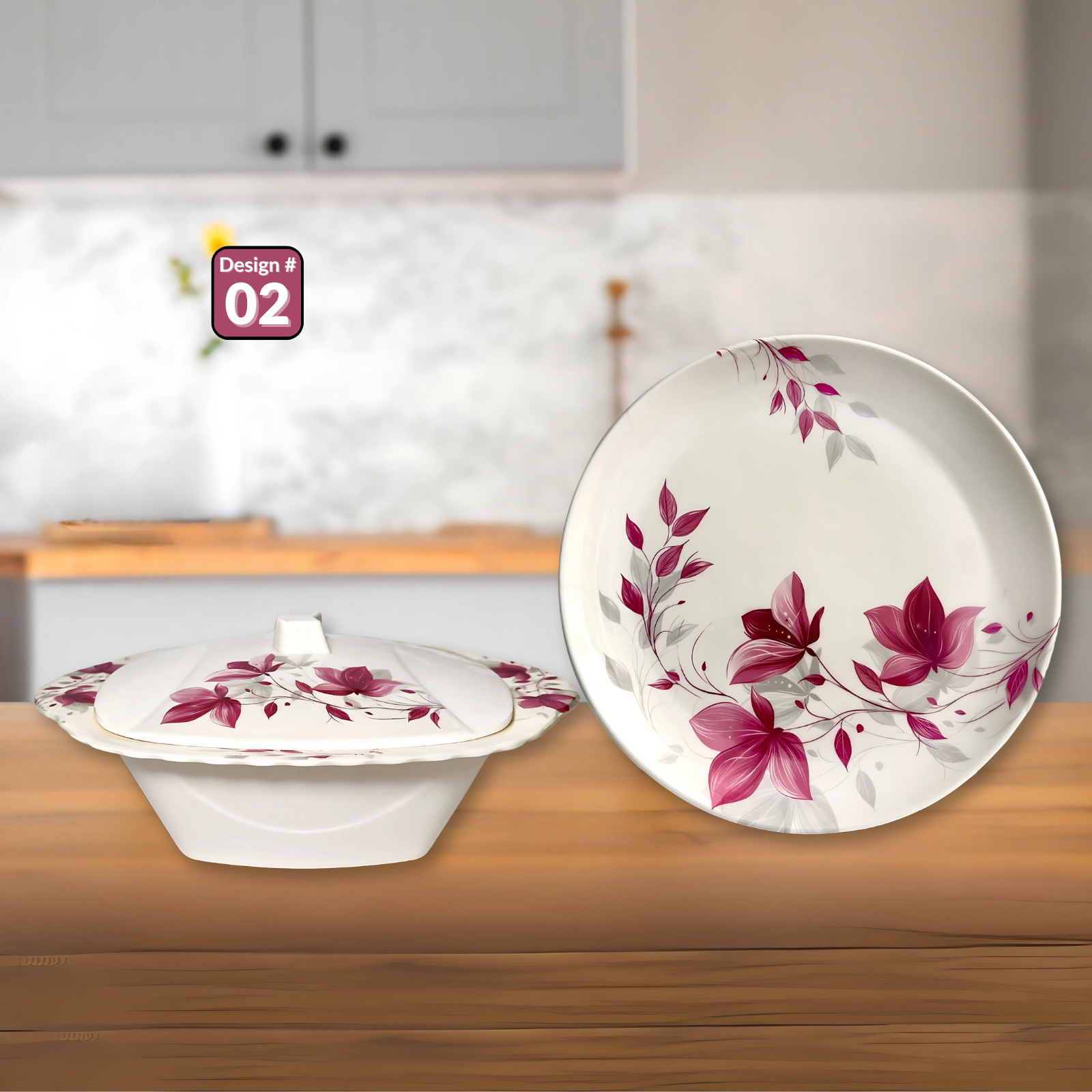 Gulfam 72-Piece Melamine Dinner Set – Single Glaze Shine, 6-Person Serving, Elegant Designs