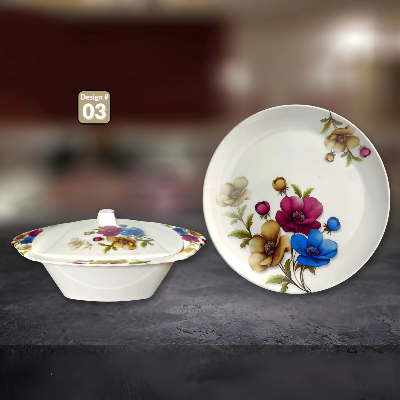 Gulfam 72-Piece Melamine Dinner Set – Single Glaze Shine, 6-Person Serving, Elegant Designs