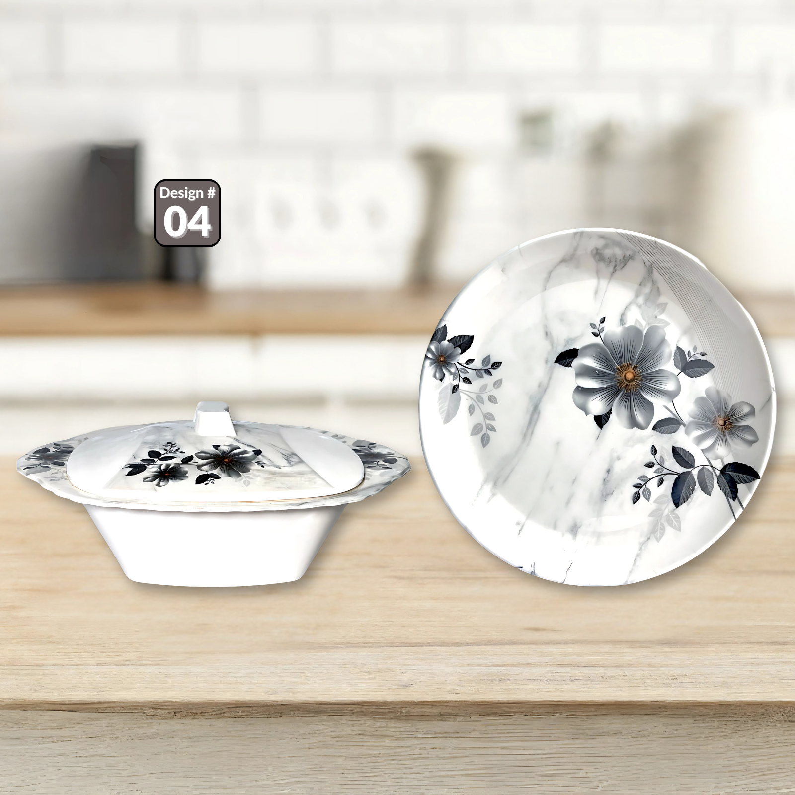 Gulfam 72-Piece Melamine Dinner Set – Single Glaze Shine, 6-Person Serving, Elegant Designs