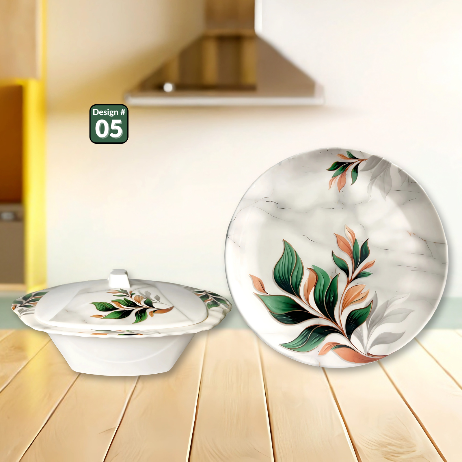 Gulfam 72-Piece Melamine Dinner Set – Single Glaze Shine, 6-Person Serving, Elegant Designs