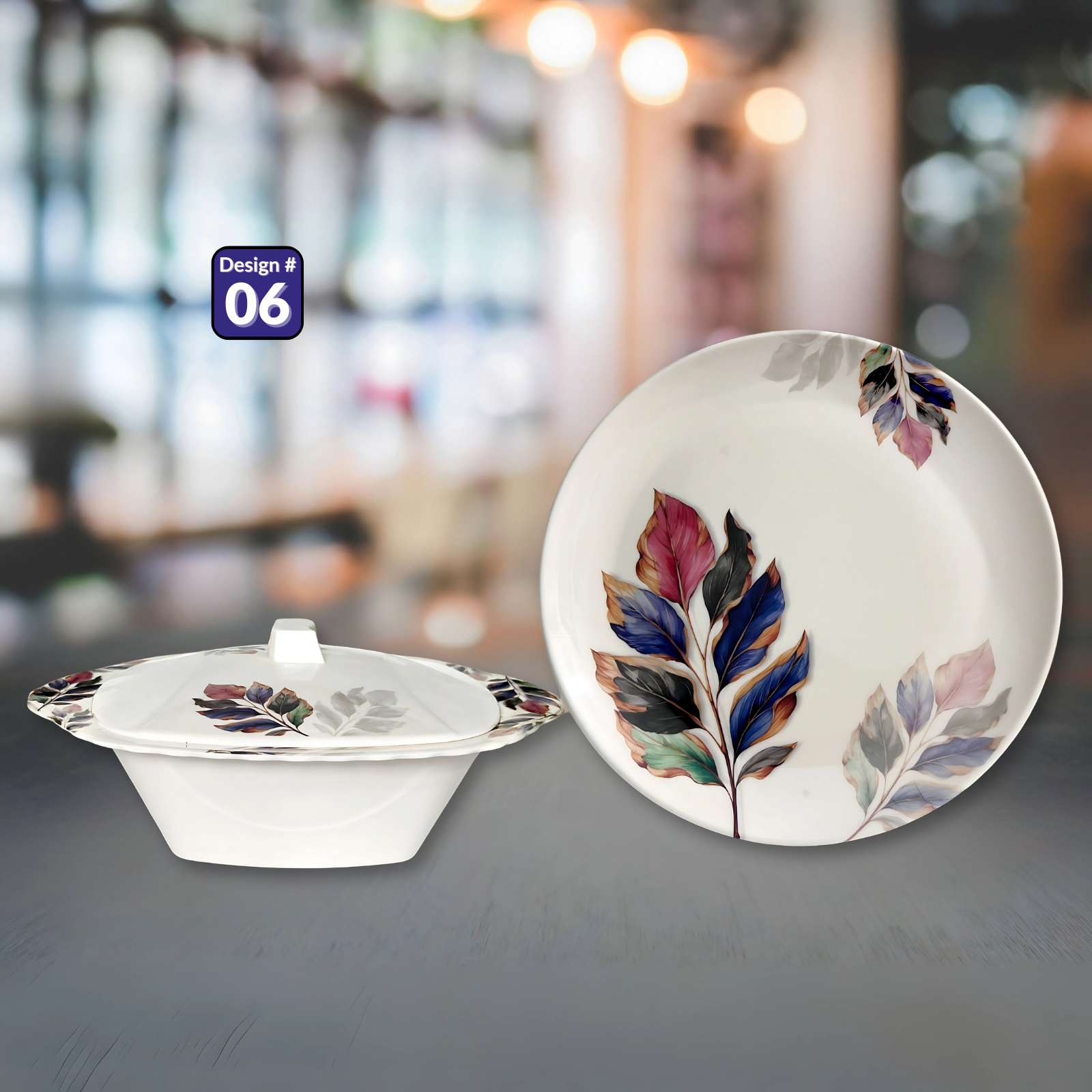 Gulfam 72-Piece Melamine Dinner Set – Single Glaze Shine, 6-Person Serving, Elegant Designs