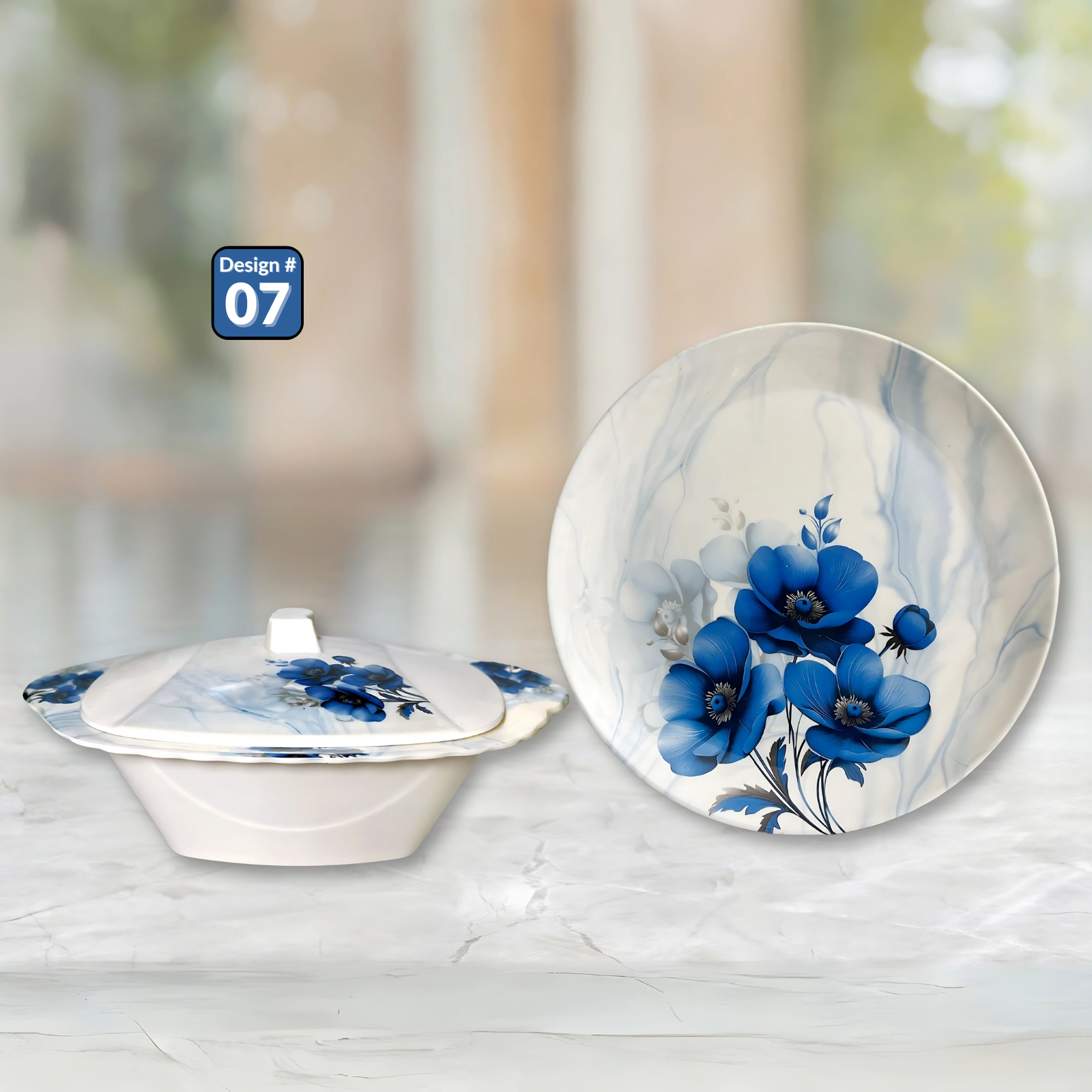 Gulfam 72-Piece Melamine Dinner Set – Single Glaze Shine, 6-Person Serving, Elegant Designs