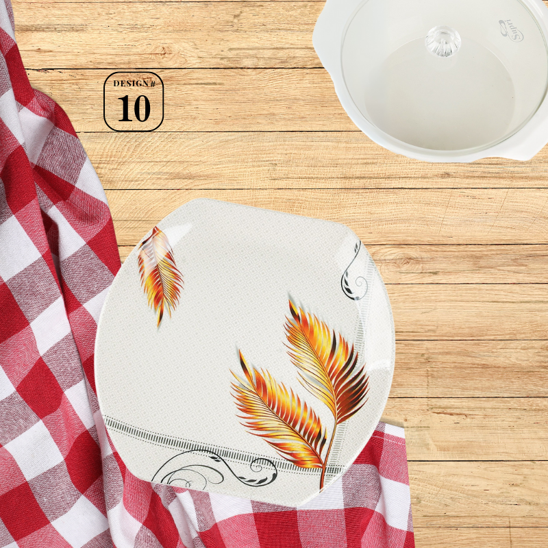 Havel 72-Piece Melamine Dinner Set – 8 Person Serving – Double Glaze Shine with Glass Lids – 12 Elegant Designs