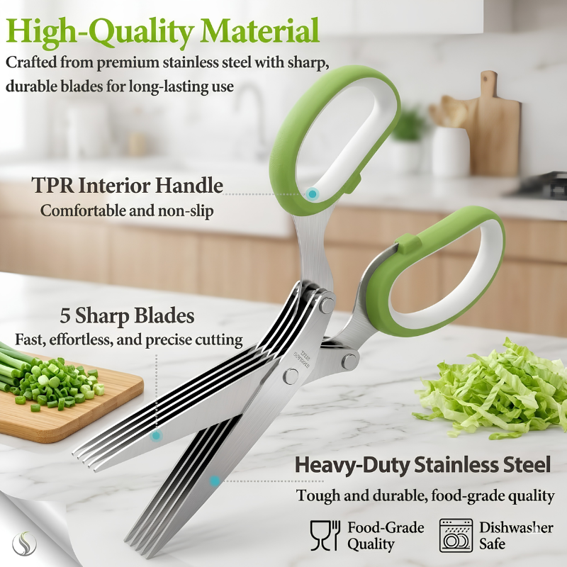 Multi-Blade Herb Scissors – Time-Saving Vegetable Cutting Shears