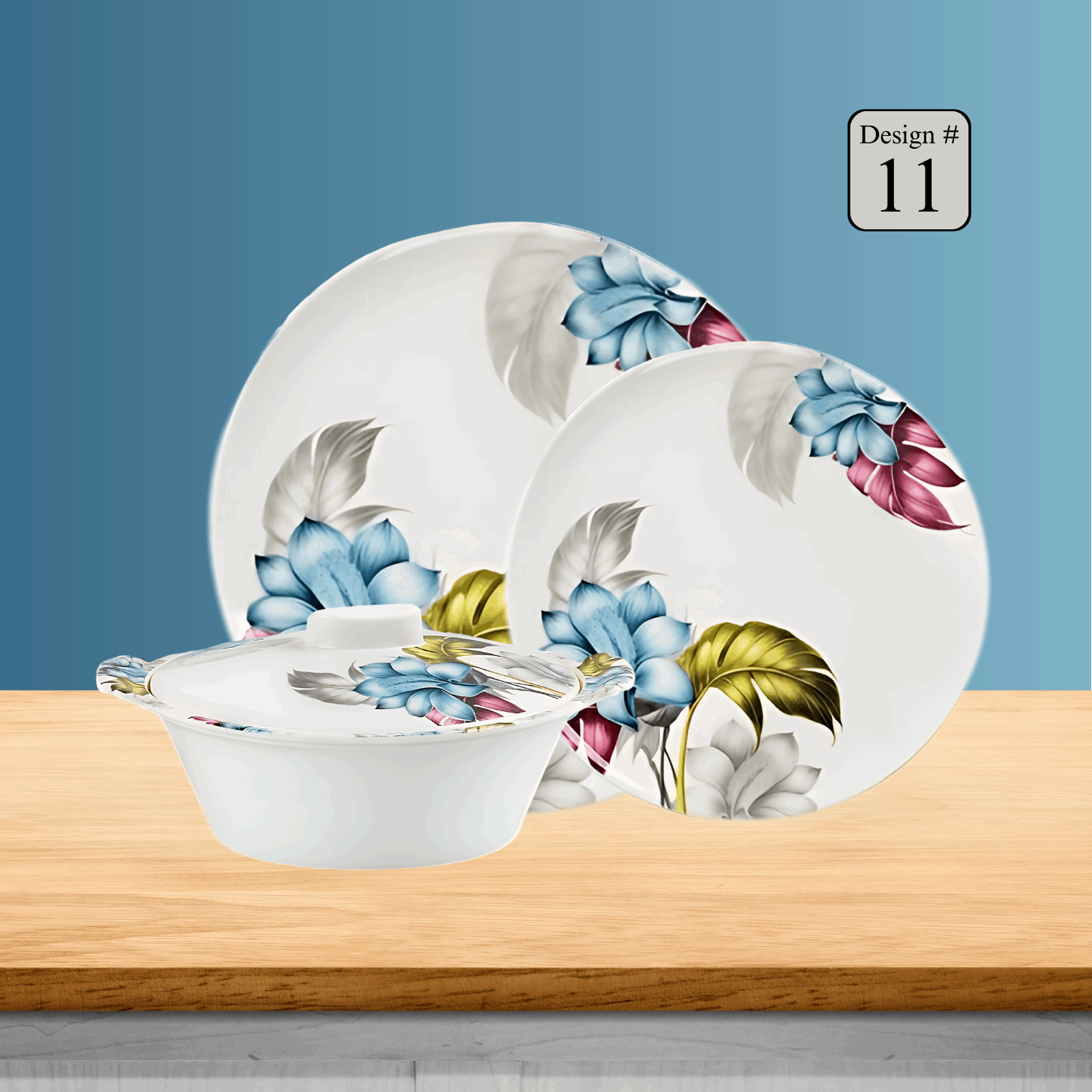 Hikal 72-Piece Premium Melamine Dinner Set – Single Glaze Shine, 8-Person Serving, 12 Elegant Designs