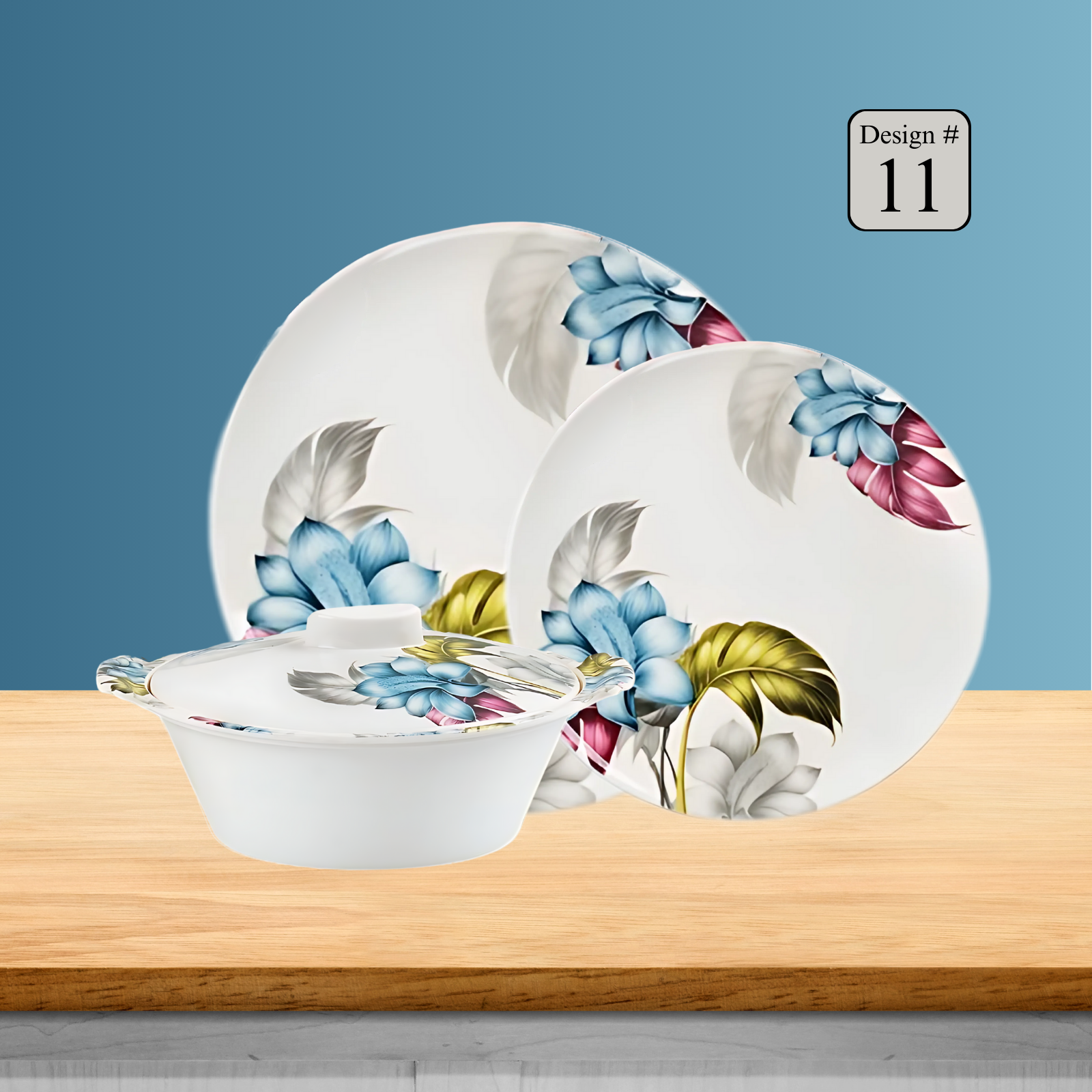 Hikal 72-Piece Premium Melamine Dinner Set – Single Glaze Shine, 8-Person Serving, 12 Elegant Designs