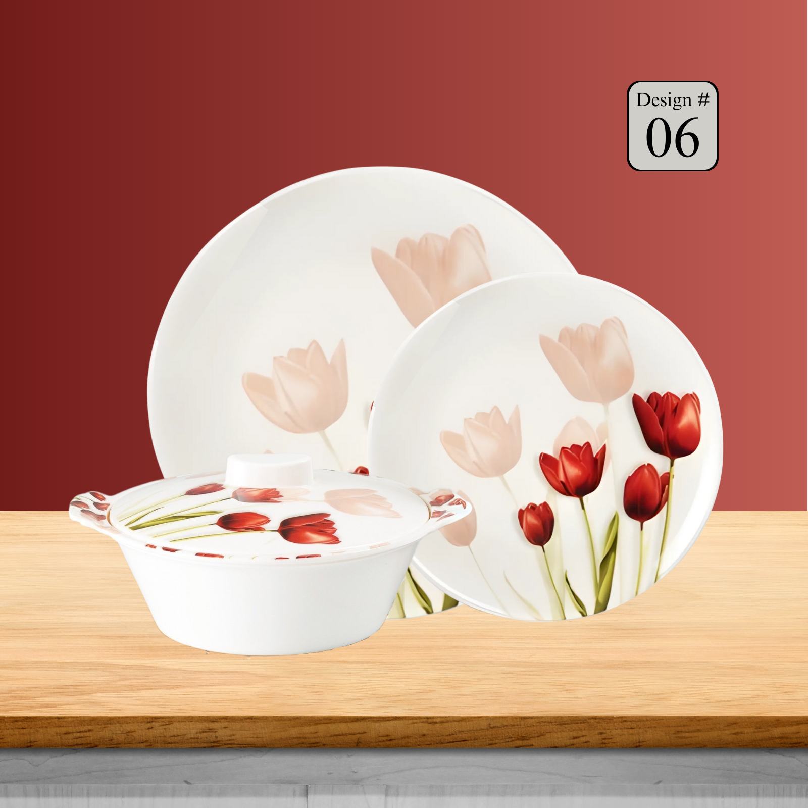 Hikal 72-Piece Premium Melamine Dinner Set – Single Glaze Shine, 8-Person Serving, 12 Elegant Designs