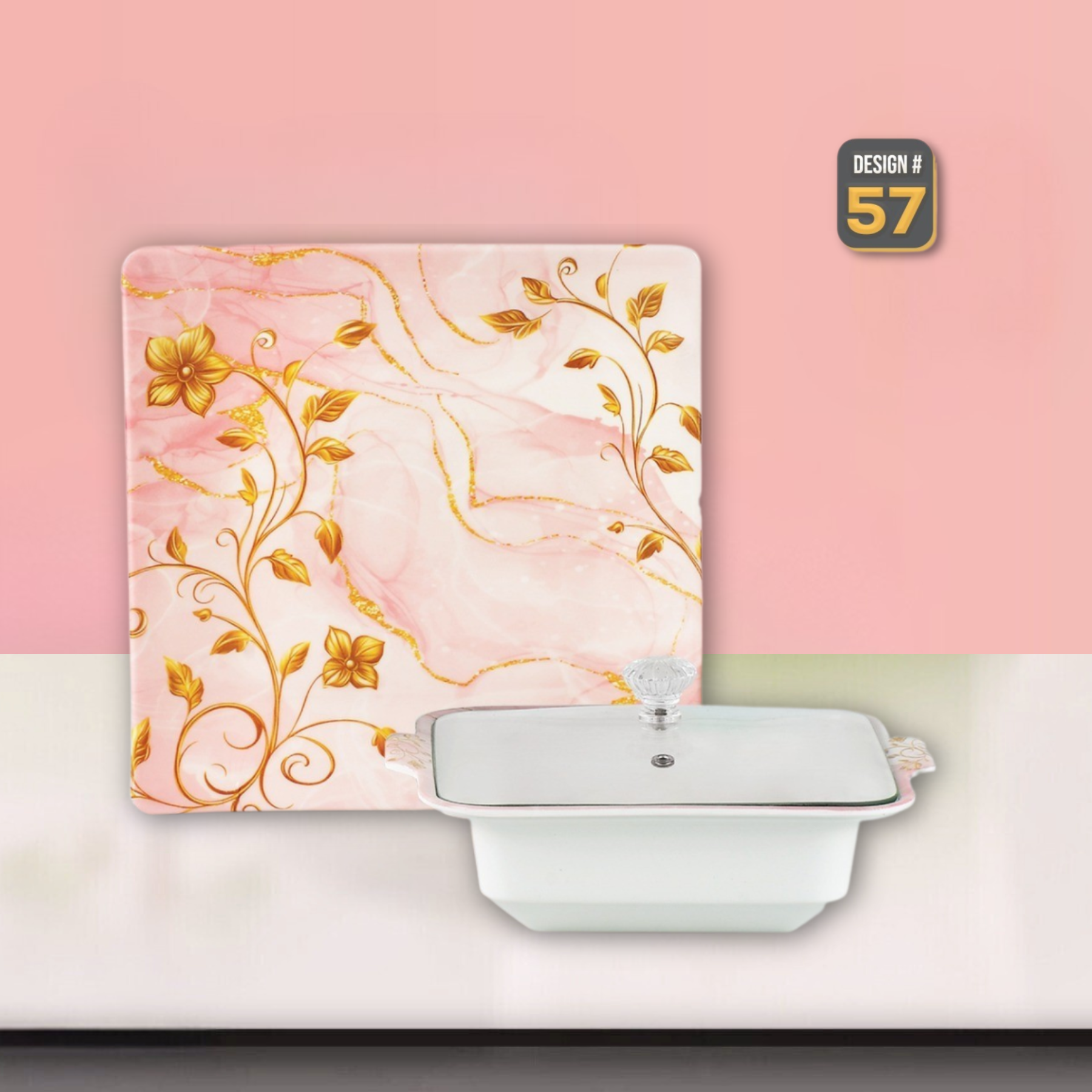 Lovein 72-Piece Melamine Dinner Set – Single Glaze Shine with Glass Lids, 8-Person Serving, 10 Elegant Designs