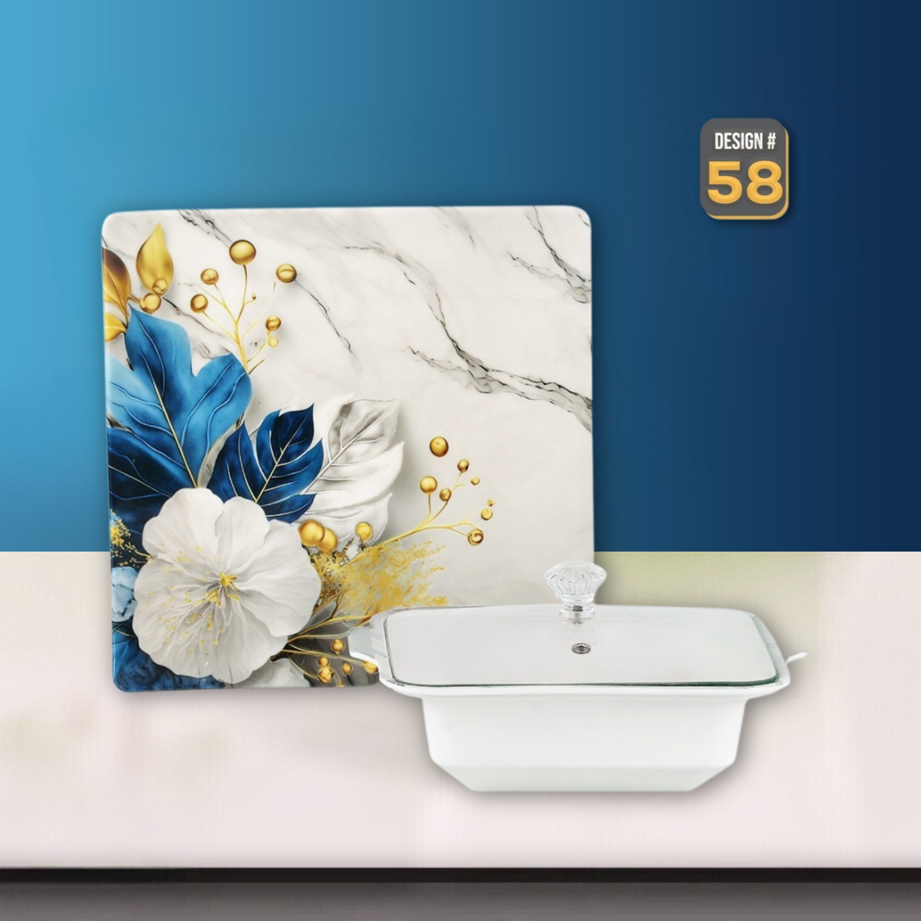 Lovein 72-Piece Melamine Dinner Set – Single Glaze Shine with Glass Lids, 8-Person Serving, 10 Elegant Designs