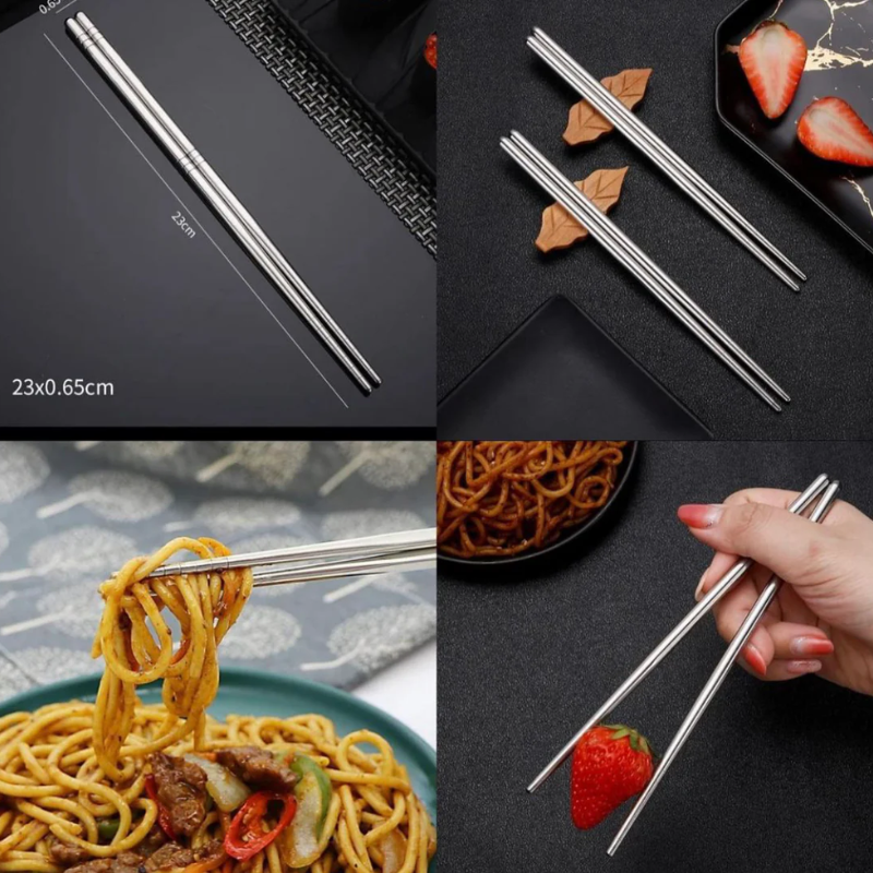Stainless Steel Chopsticks Set – 5 Pairs Reusable