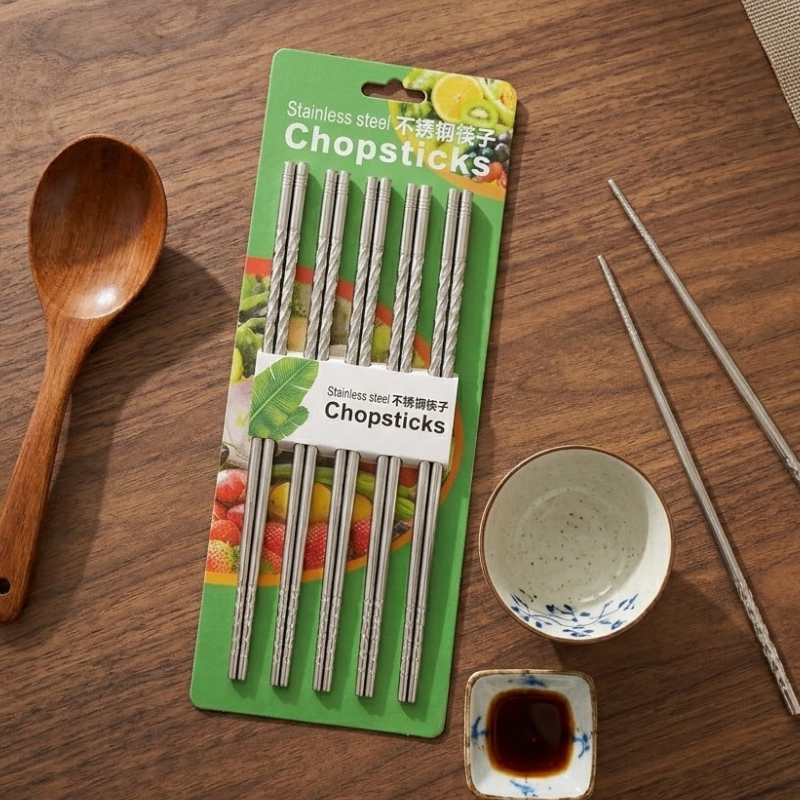 Stainless Steel Chopsticks Set – 5 Pairs Reusable