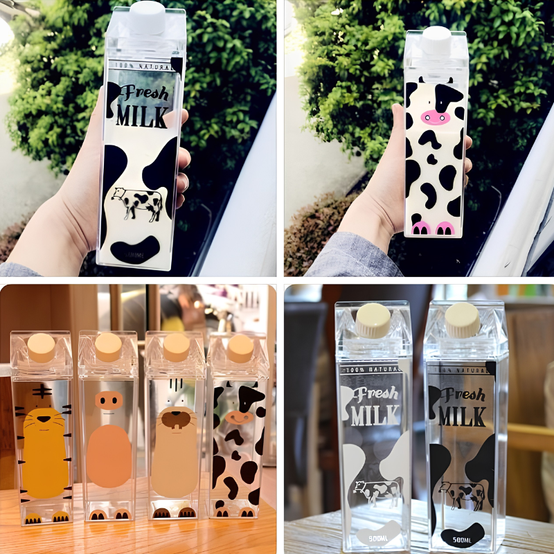 Transparent Milk Carton Drink &amp; Liquid Storage Bottle
