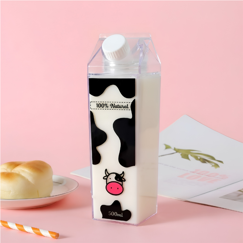Transparent Milk Carton Drink &amp; Liquid Storage Bottle