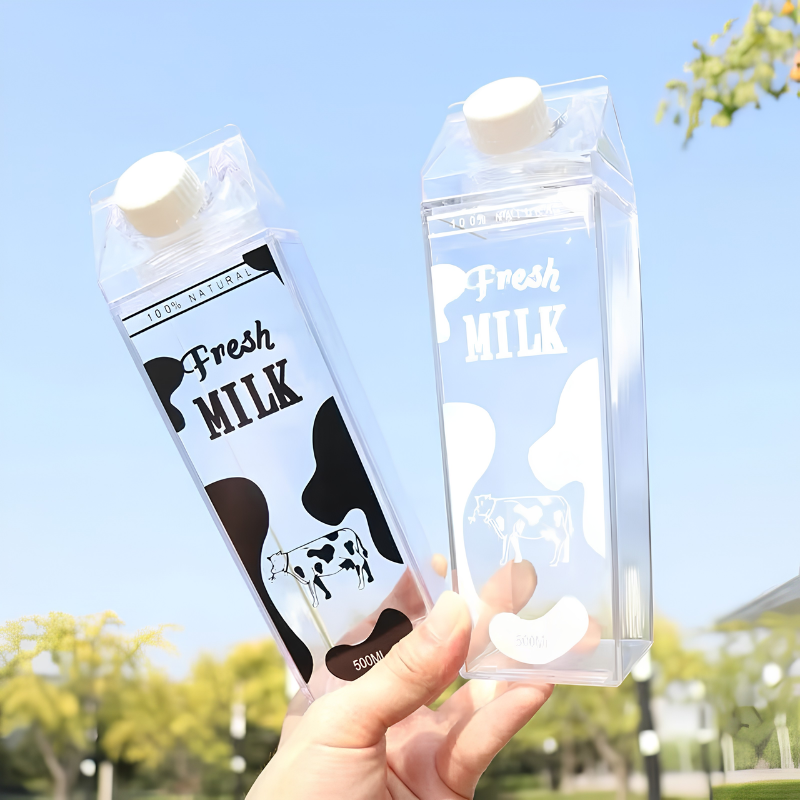 Transparent Milk Carton Drink &amp; Liquid Storage Bottle