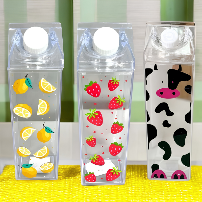 Transparent Milk Carton Drink &amp; Liquid Storage Bottle