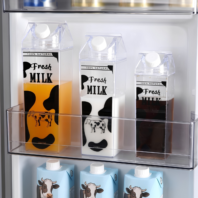 Transparent Milk Carton Drink &amp; Liquid Storage Bottle