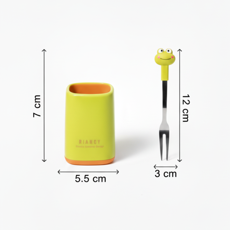 Mini Frog Forks Set – Cute Fruit Fork Set with Holder (2 Colors)