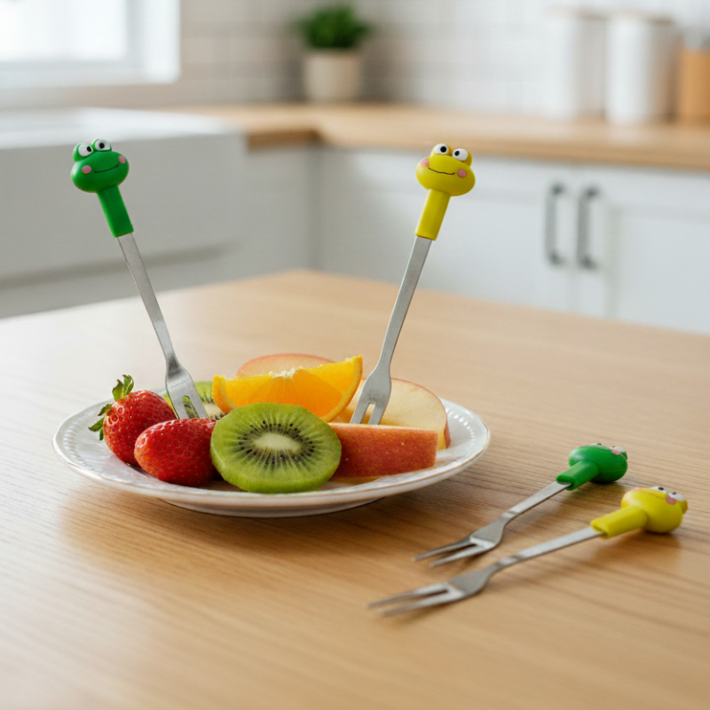 Mini Frog Forks Set – Cute Fruit Fork Set with Holder (2 Colors)