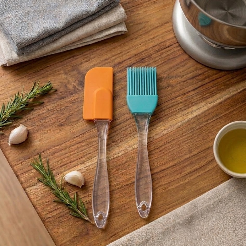 2-Piece Mini Silicone Spatula & Brush Set