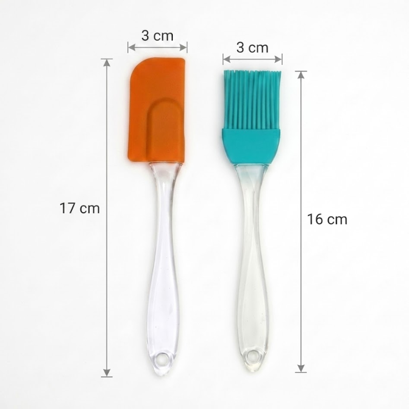 2-Piece Mini Silicone Spatula & Brush Set