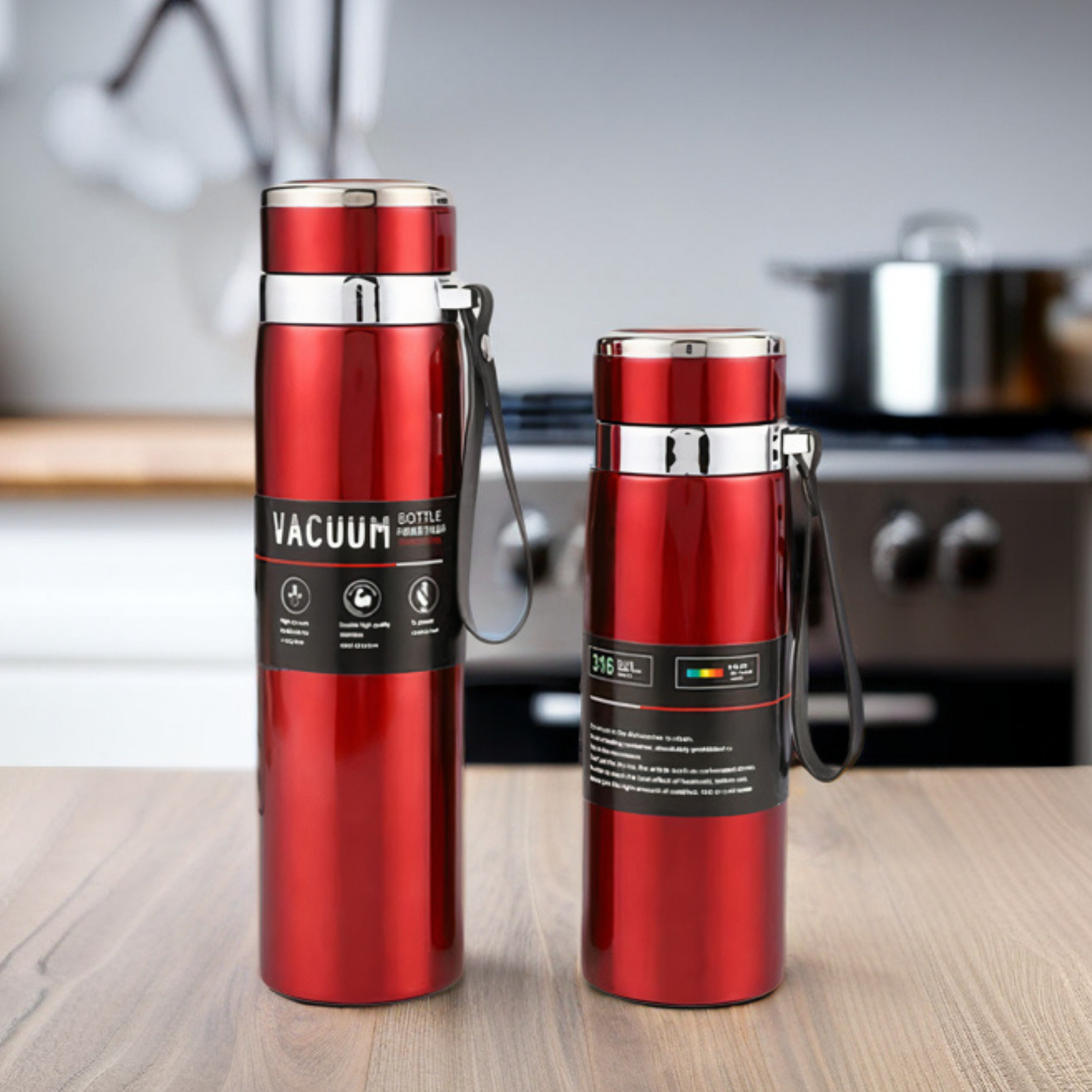 Metallic Water Bottle – Stainless Steel, Temperature Retention – Available in 600ml & 800ml