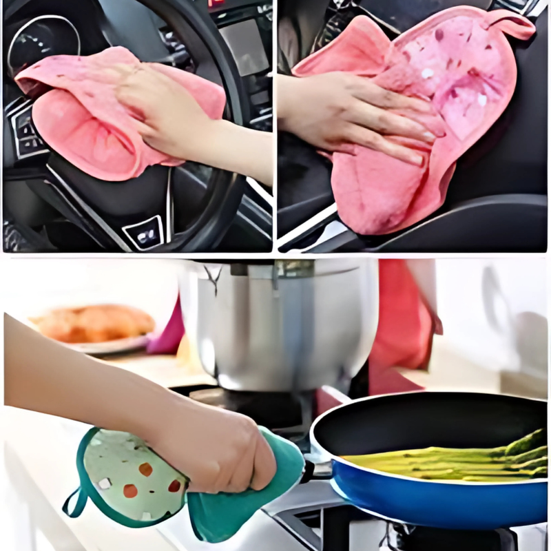 Multi-Purpose Hanging Cloth – Pack of 3 – Multi-Color Cleaning Towels with Wall Hanging Loop