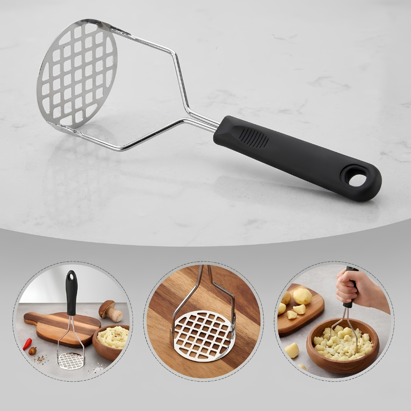 Stainless Steel Potato Masher – Easy-Press Vegetable Mashing Tool