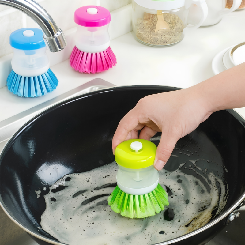 Multipurpose Pot Washing Brush With Liquid Dispenser