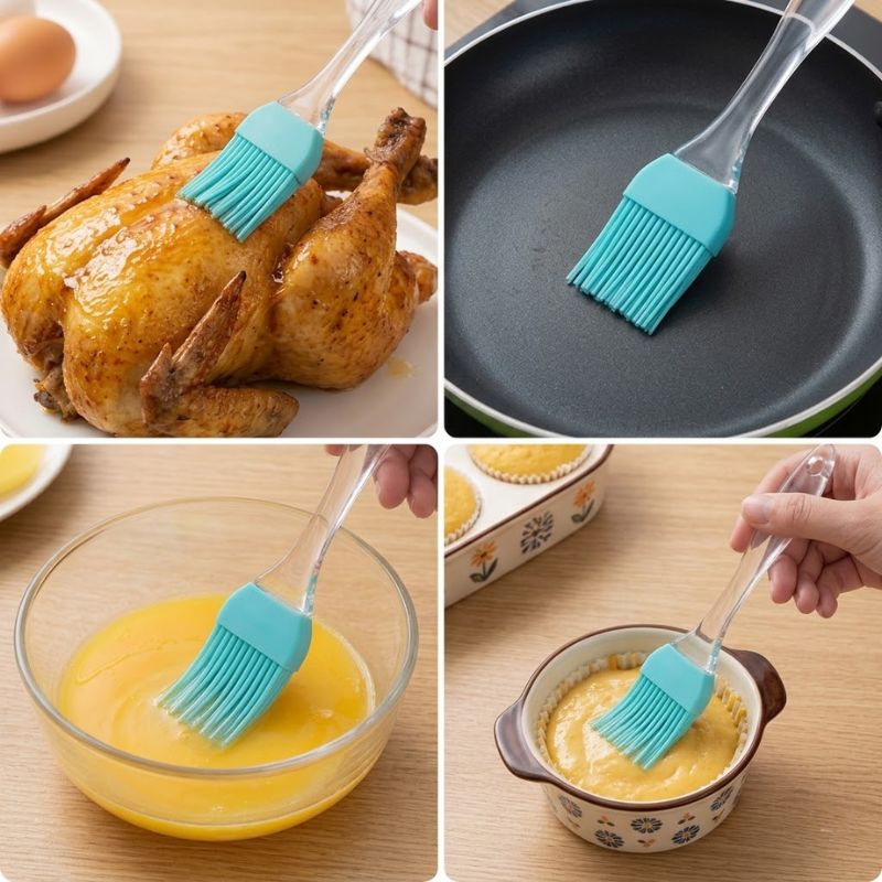 Silicone Oil & Barbecue Brush with Clear Acrylic Handle